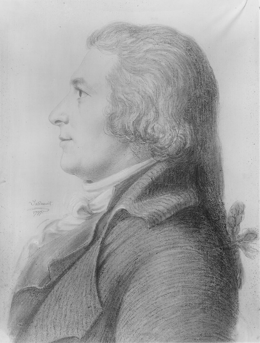 Portrait of a Man, Thomas Bluget De Valdenuit (1763–1846), Conté crayon and white chalk on off-white laid paper coated with gouache, American 