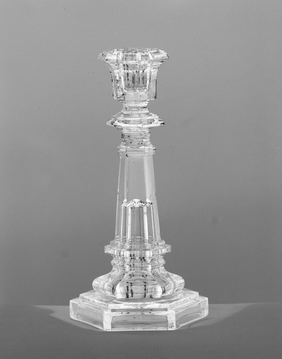 Candlestick, Boston &amp; Sandwich Glass Company (American, 1825–1888, Sandwich, Massachusetts), Pressed yellow glass, American 