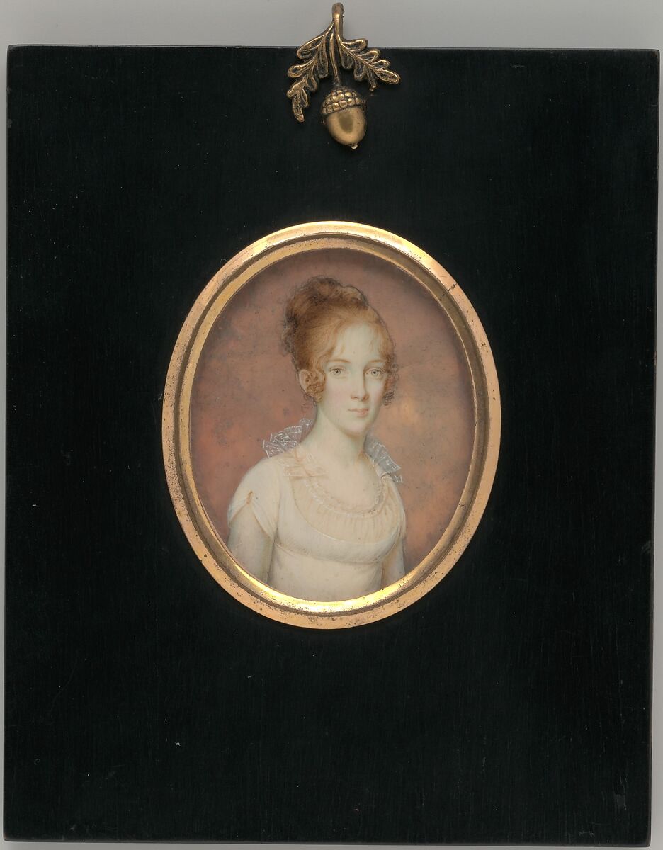 Mrs. Nathaniel Bowen (Margaret Blake), Jean Francois de la Vallee (active 1785–1815), Watercolor on ivory, American 