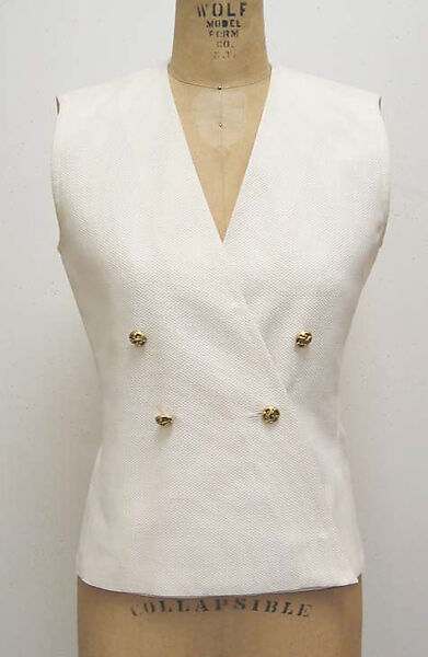 Suit, Yves Saint Laurent (French, founded 1961), a) wool, silk, metal, leather; b) leather, metal; c-h) cotton; i) wool, silk; j) cotton, silk, metal, French