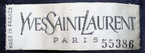 Suit, Yves Saint Laurent (French, founded 1961), a) wool, silk, metal, leather; b) leather, metal; c-h) cotton; i) wool, silk; j) cotton, silk, metal, French