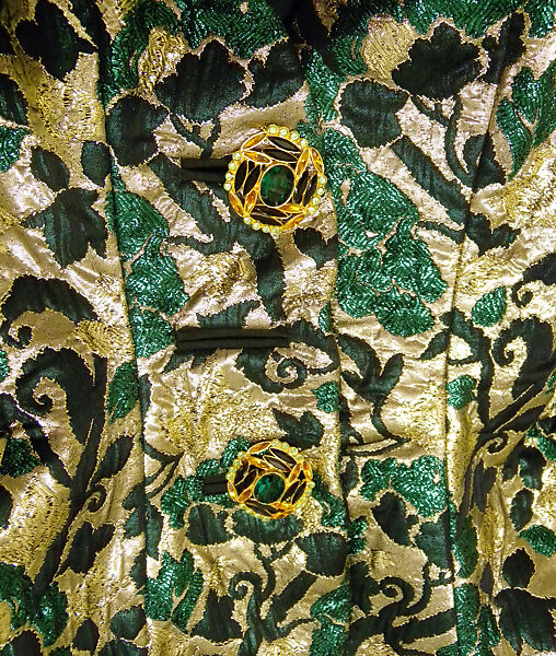 Evening jacket, Yves Saint Laurent (French, founded 1961), silk, metallic thread, metal, glass, French