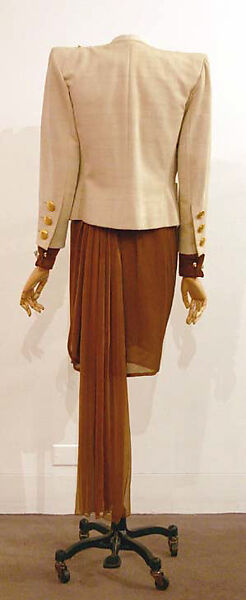Ensemble, Yves Saint Laurent (French, founded 1961), a) silk, shell, metal, rhinestone; b) silk; c,d) shell, metal, French