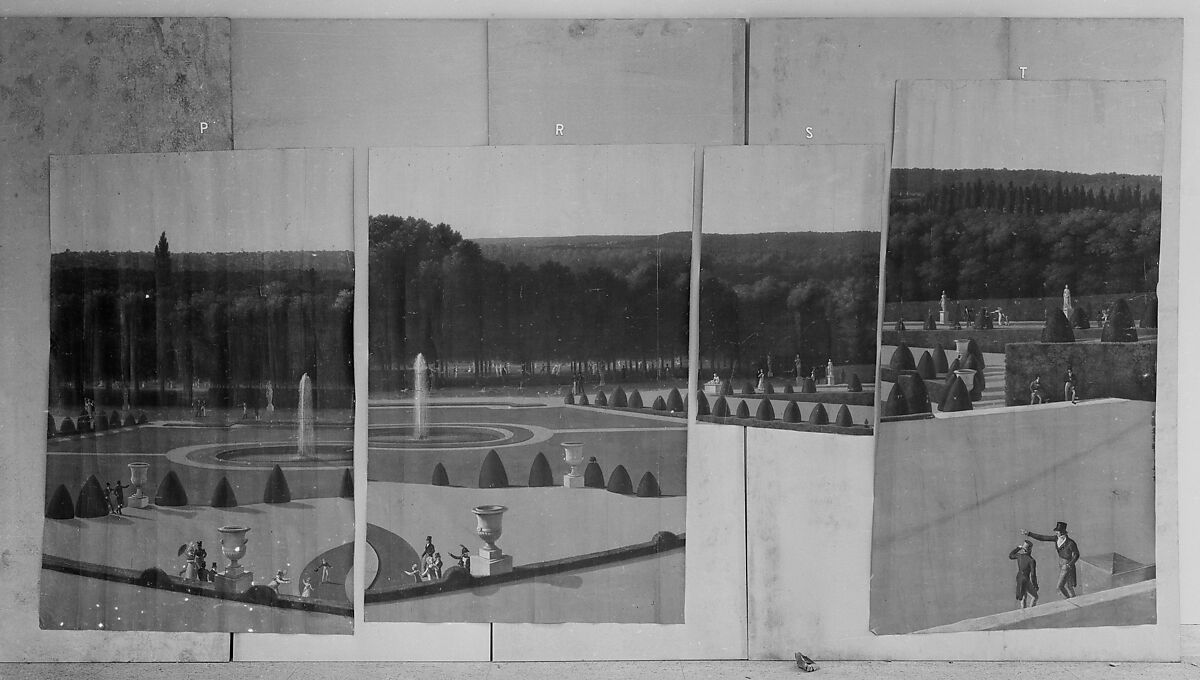 Panoramic View of the Palace and Gardens of Versailles, John Vanderlyn (American, Kingston, New York 1775–1852 Kingston, New York), Oil on canvas, American