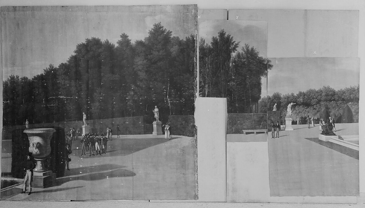 Panoramic View of the Palace and Gardens of Versailles, John Vanderlyn (American, Kingston, New York 1775–1852 Kingston, New York), Oil on canvas, American