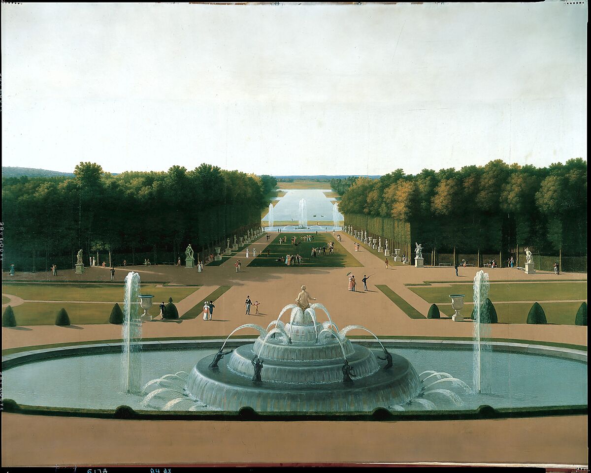 Panoramic View of the Palace and Gardens of Versailles, John Vanderlyn (American, Kingston, New York 1775–1852 Kingston, New York), Oil on canvas, American