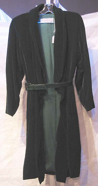 Evening ensemble, Yves Saint Laurent (French, founded 1961), a) silk, rhinestone, metal, jade, glass; b) silk, rhinestone, leather; c) leather, French