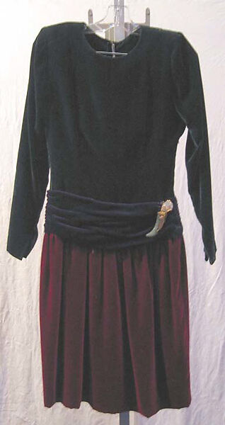 Evening ensemble, Yves Saint Laurent (French, founded 1961), a) silk, rhinestone, metal, jade, glass; b) silk, rhinestone, leather; c) leather, French