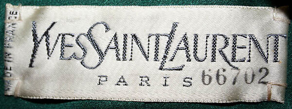 Evening ensemble, Yves Saint Laurent (French, founded 1961), a) silk, rhinestone, metal, jade, glass; b) silk, rhinestone, leather; c) leather, French