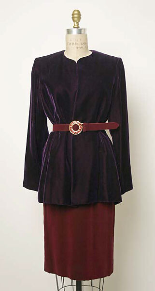 Evening ensemble, Yves Saint Laurent (French, founded 1961), a, c) silk; b, d) silk, metal, glass, French 
