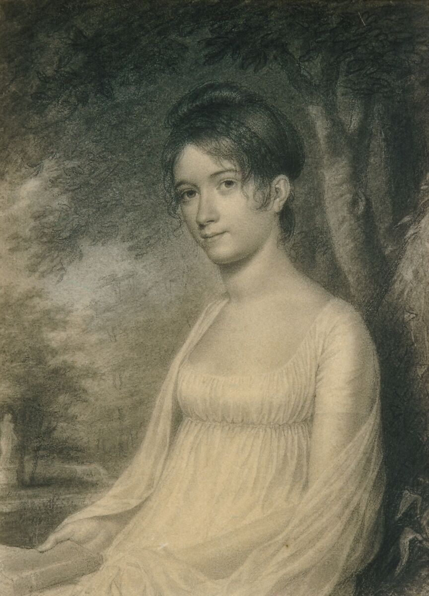 Sarah Russell Church (daughter of Edward Church), John Vanderlyn (American, Kingston, New York 1775–1852 Kingston, New York), Probably Conté crayon on off-white wove paper, American 