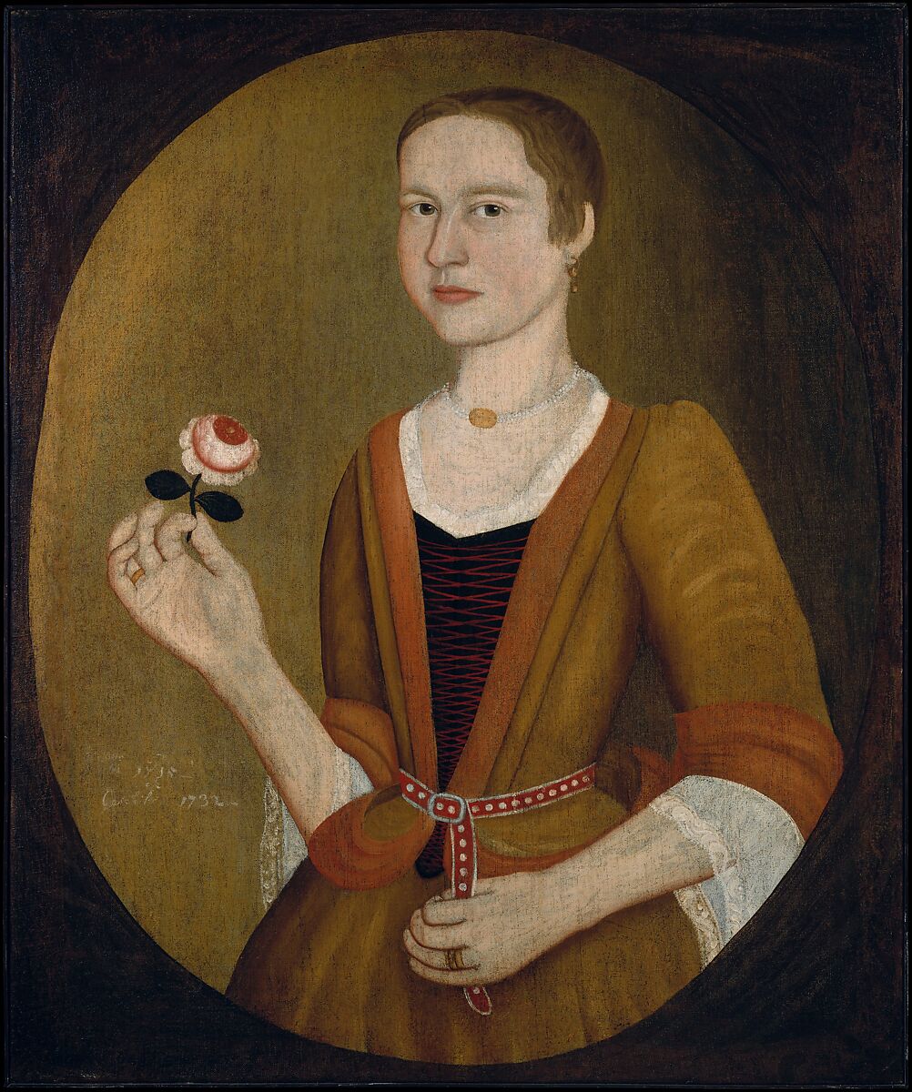 Young Lady with a Rose, Pieter Vanderlyn  American, Oil on canvas, American