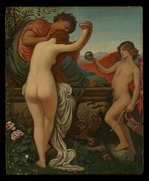 The Cup of Love, Elihu Vedder (American, New York 1836–1923 Rome), Oil on wood, American 