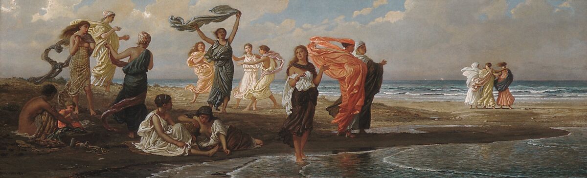 Greek Girls Bathing, Elihu Vedder  American, Oil on canvas, American