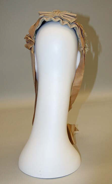 Wedding bonnet, silk, American