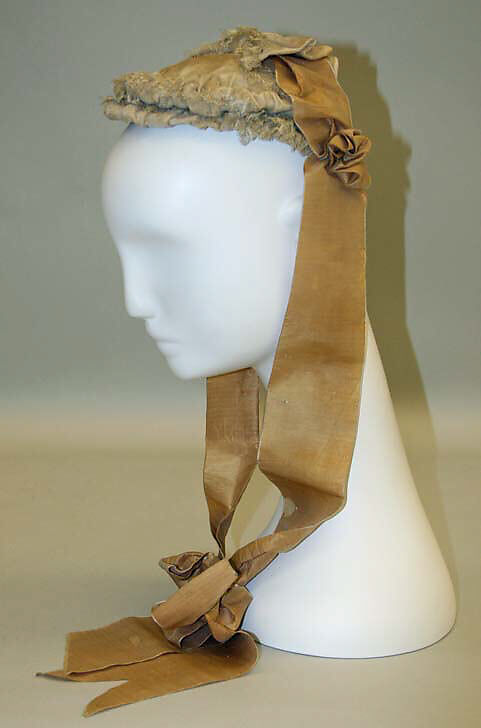 Wedding bonnet, silk, American 