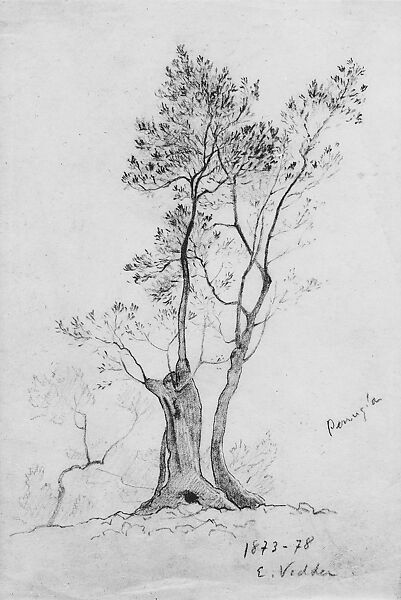 Perugia, Elihu Vedder (American, New York 1836–1923 Rome), Graphite on translucent off-white wove paper, American 