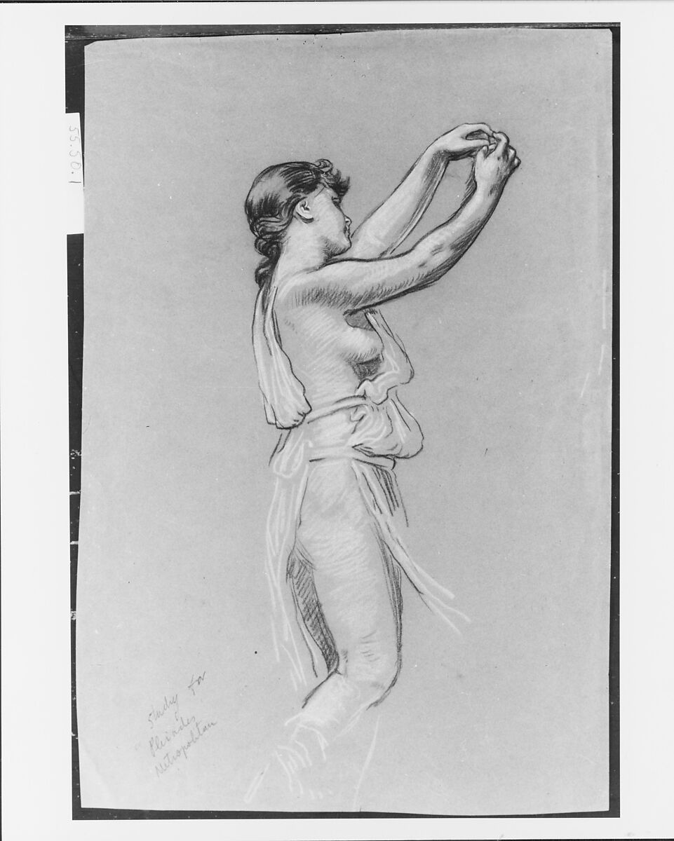 Study for The Pleiades, Elihu Vedder (American, New York 1836–1923 Rome), Charcoal on gray paper, American
