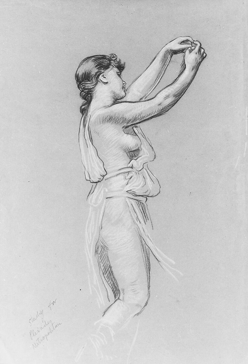 Study for "The Pleiades", Elihu Vedder (American, New York 1836–1923 Rome), Charcoal on gray paper, American 