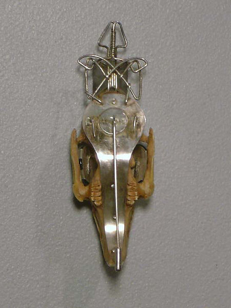 "Rabbit Skull", Simon Costin (British, born 1963), a) bone, silver, rock crystal and hematite; b) paper, silk; c) paper, British