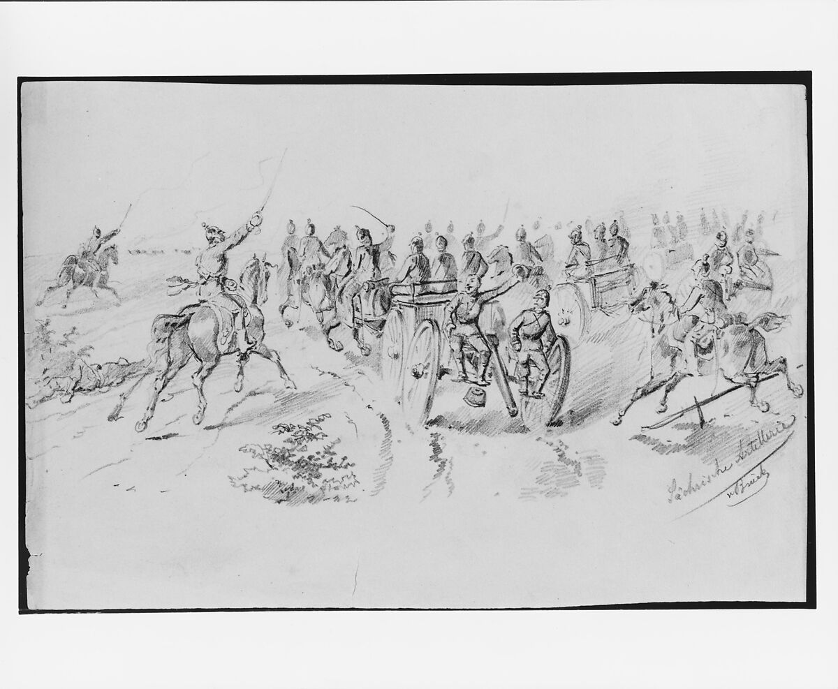 Sachsische Artillerie, O. Von Brück (active 1848–50), Graphite on off-white wove paper, American