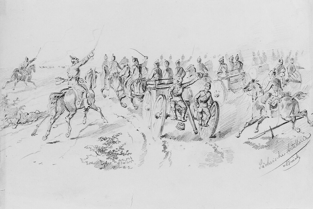 Sachsische Artillerie, O. Von Brück (active 1848–50), Graphite on off-white wove paper, American 