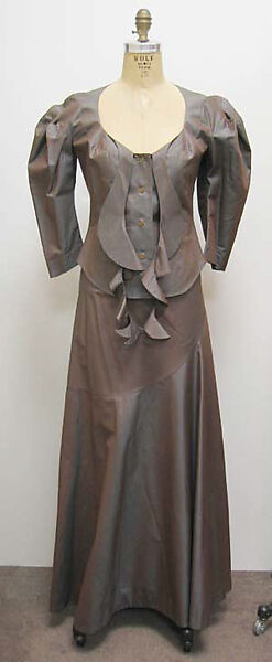 Ensemble, Vivienne Westwood (British, founded 1971), a) silk/cotton, plastic, silk; b) silk/cotton; c) silk/cotton, plastic; d) rayon; e) silk/cotton, velcro, British