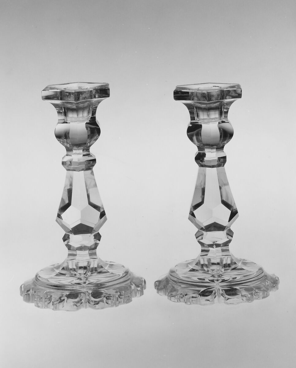 Candlestick, Christian Dorflinger (1828–1915), Blown glass, American