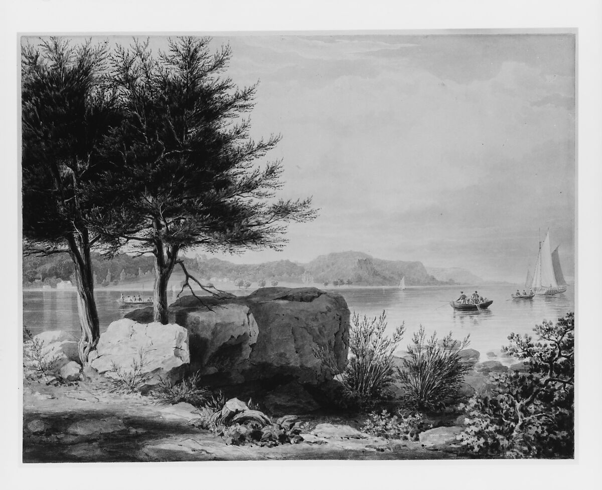 Weehawken from Turtle Grove, William James Bennett (American, London 1787–1844 New York), Watercolor and graphite on off-white wove paper, American
