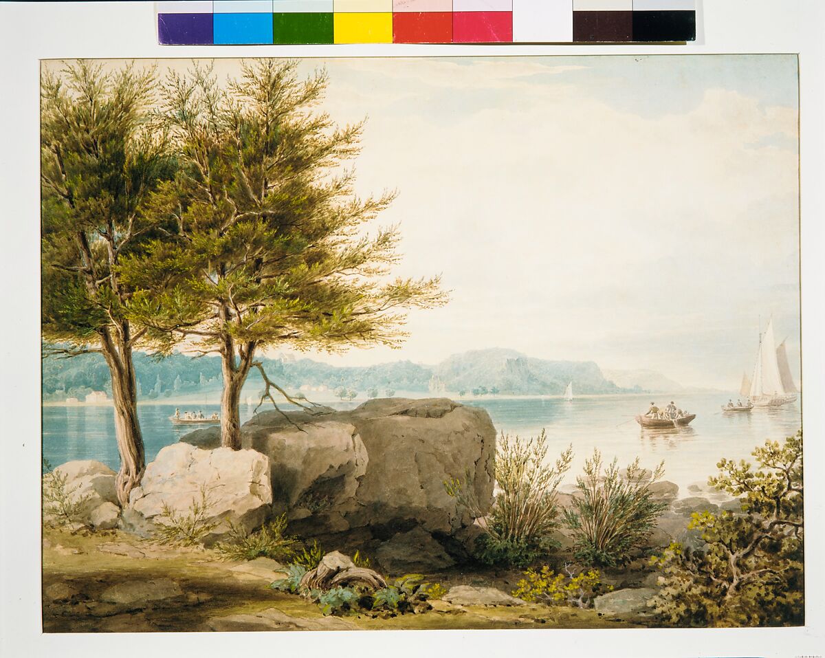 Weehawken from Turtle Grove, William James Bennett (American, London 1787–1844 New York), Watercolor and graphite on off-white wove paper, American