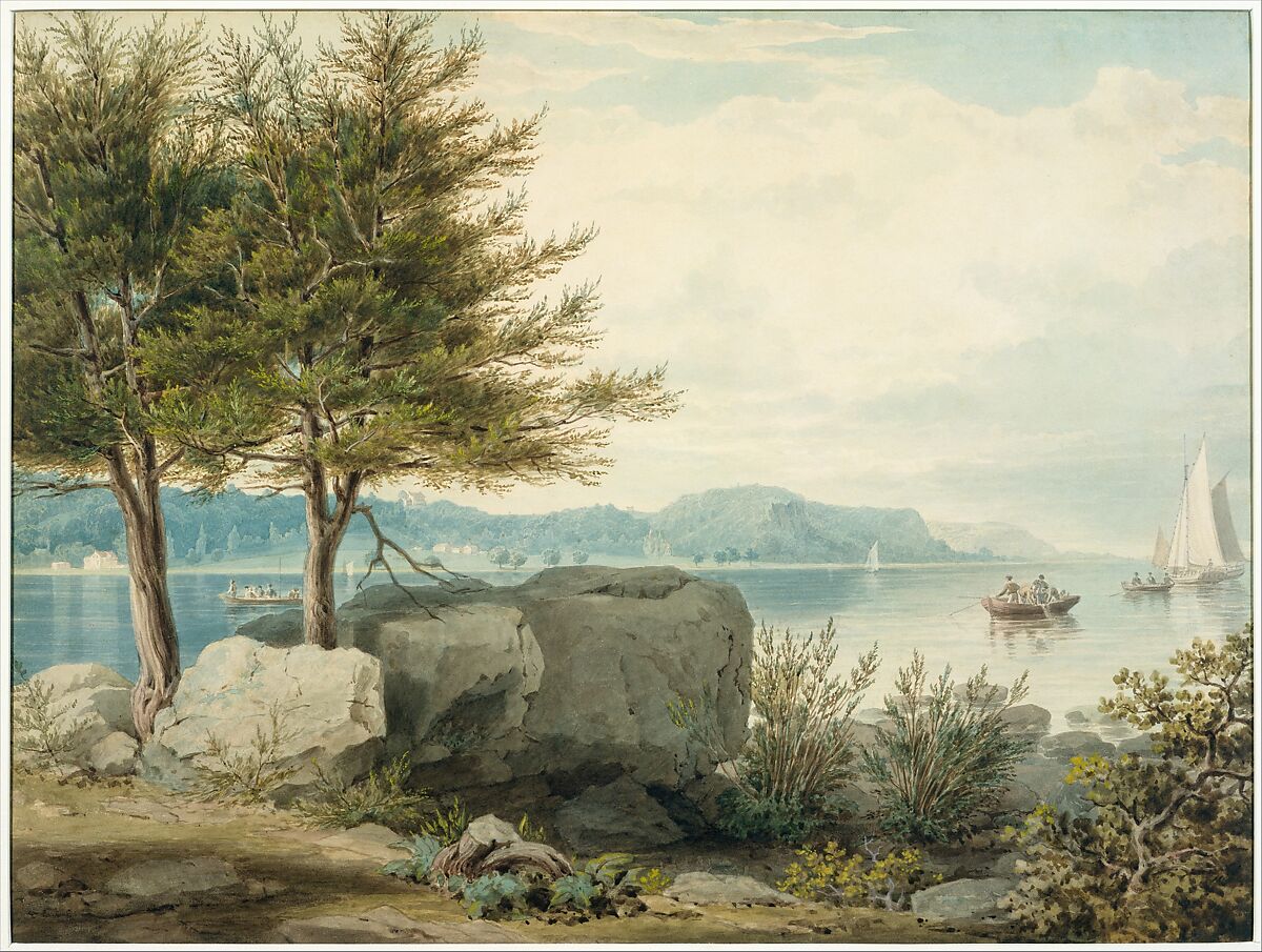 Weehawken from Turtle Grove, William James Bennett (American, London 1787–1844 New York), Watercolor and graphite on off-white wove paper, American 