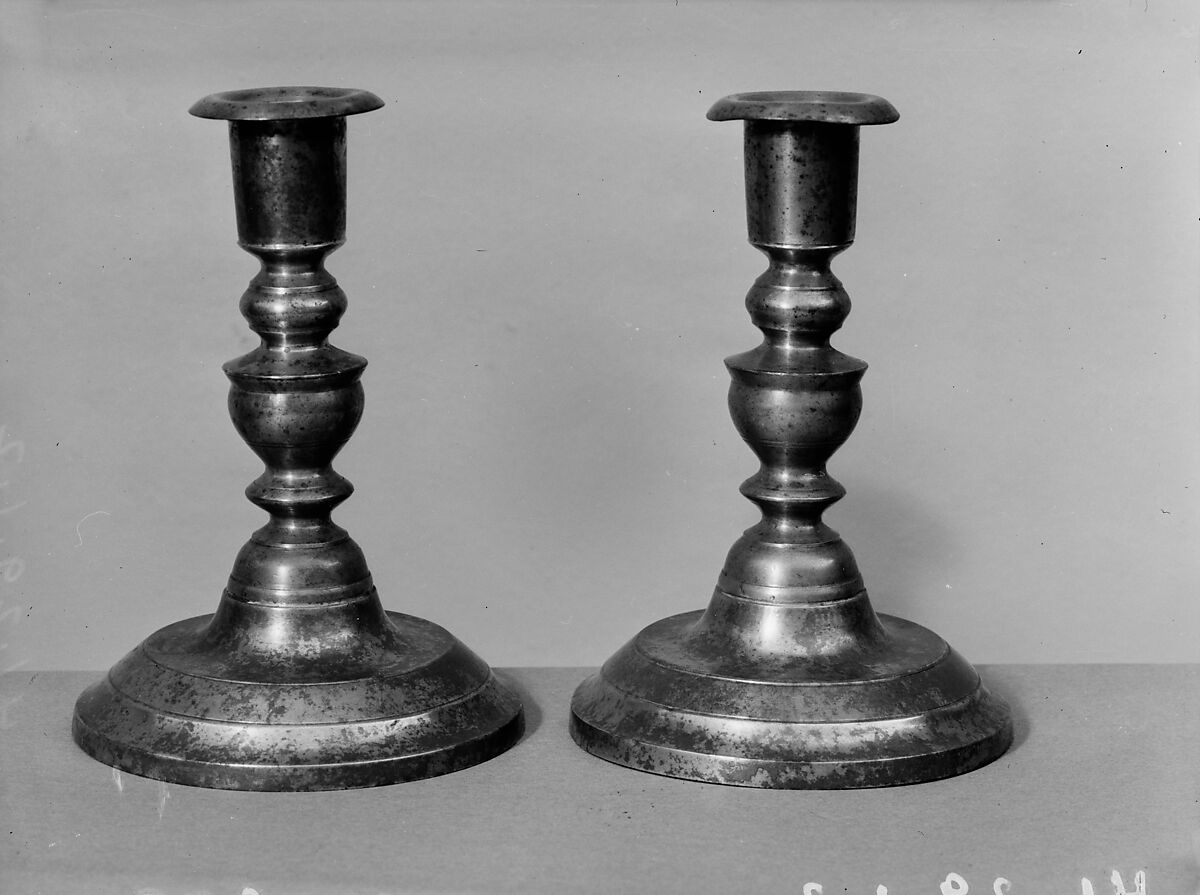 Candlestick, Rufus Dunham (1815–1882), Pewter, American 