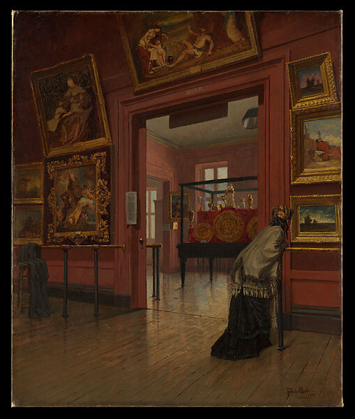 Interior View of the Metropolitan Museum of Art when in Fourteenth Street, Frank Waller (American, New York 1842–1923 Morristown, New Jersey), Oil on canvas, American 