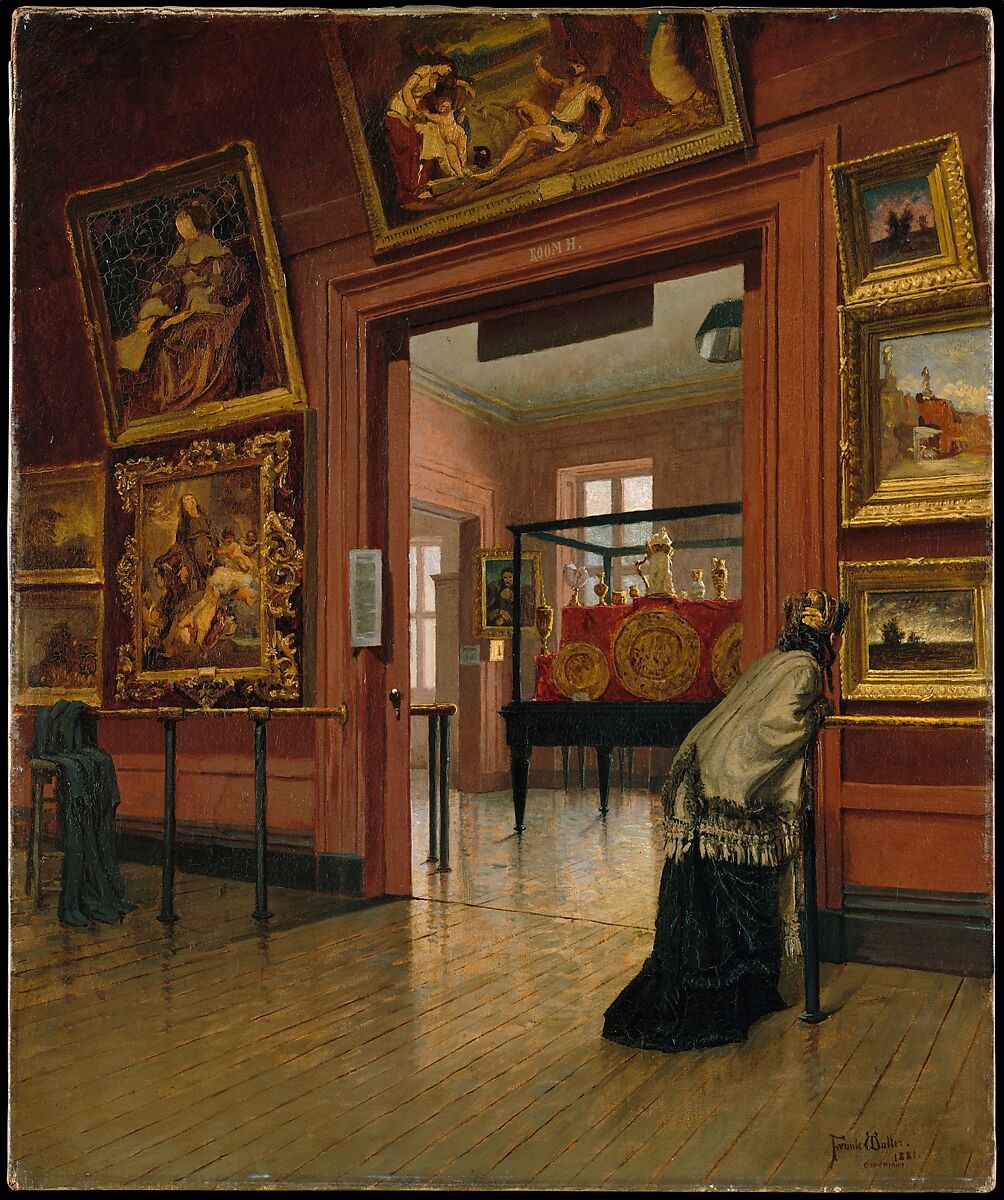 Interior View of the Metropolitan Museum of Art when in Fourteenth Street, Frank Waller (American, New York 1842–1923 Morristown, New Jersey), Oil on canvas, American