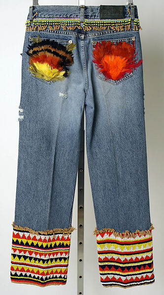 Jeans, Gucci (Italian, founded 1921), cotton, feather, glass, Italian