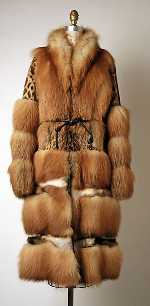 Coat, Gucci (Italian, founded 1921), a,c) fur, leather; b) leather, Italian 