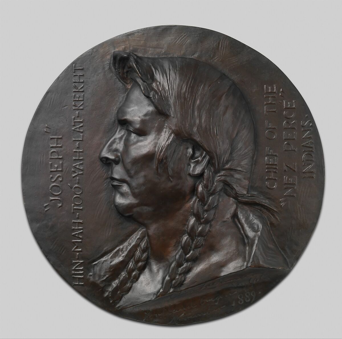 "Joseph," Hin-mah-too-yah-lat-kekht, Chief of the "Nez Percé" Indians, Olin Levi Warner (American, West Suffield, Connecticut 1844–1896 New York), Bronze, American 