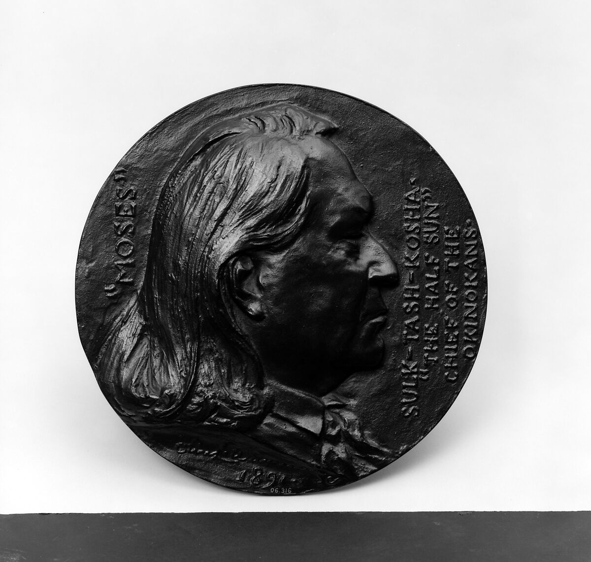 Moses, Chief of the Okinokans, Olin Levi Warner (American, West Suffield, Connecticut 1844–1896 New York), Bronze, American 