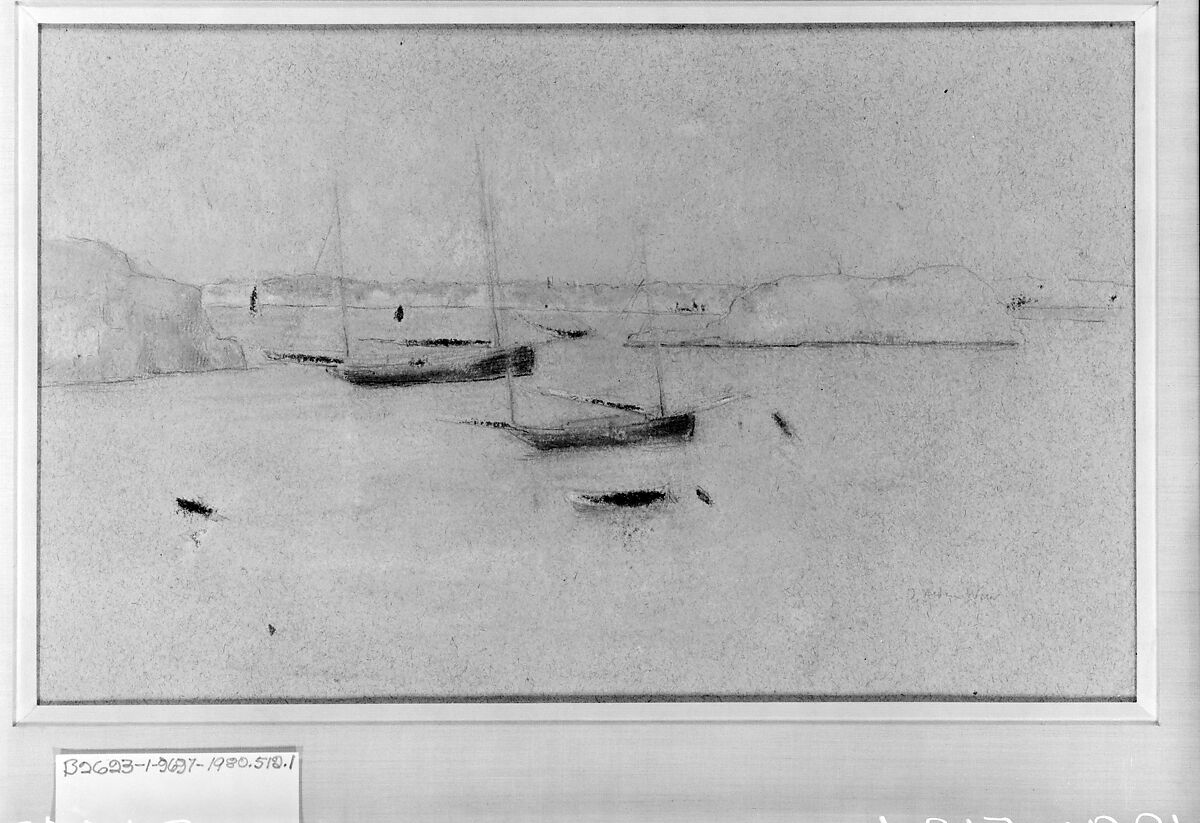 Boats, Julian Alden Weir (American, West Point, New York 1852–1919 New York), Pastel and graphite on paper, American