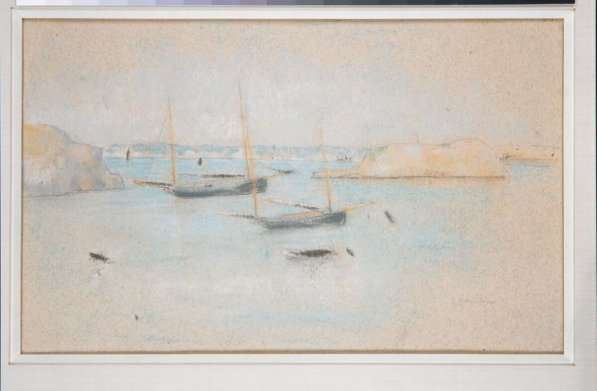 Boats, Julian Alden Weir (American, West Point, New York 1852–1919 New York), Pastel and graphite on paper, American
