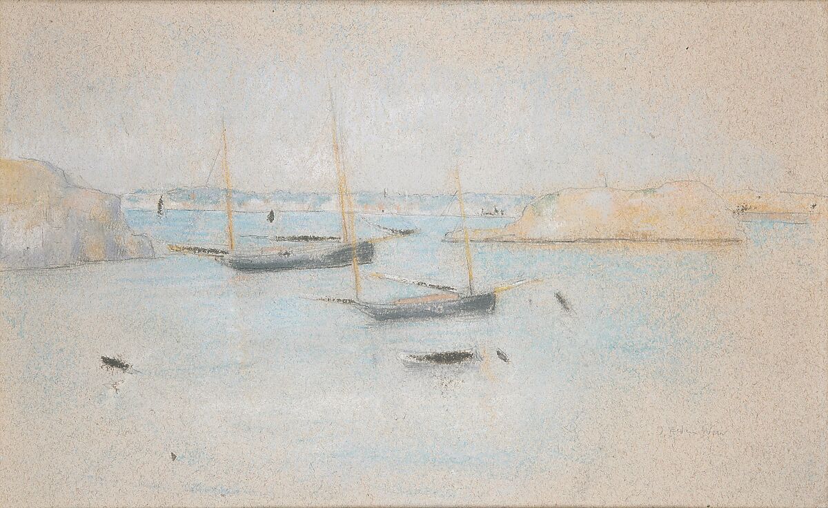 Boats, Julian Alden Weir (American, West Point, New York 1852–1919 New York), Pastel and graphite on paper, American 