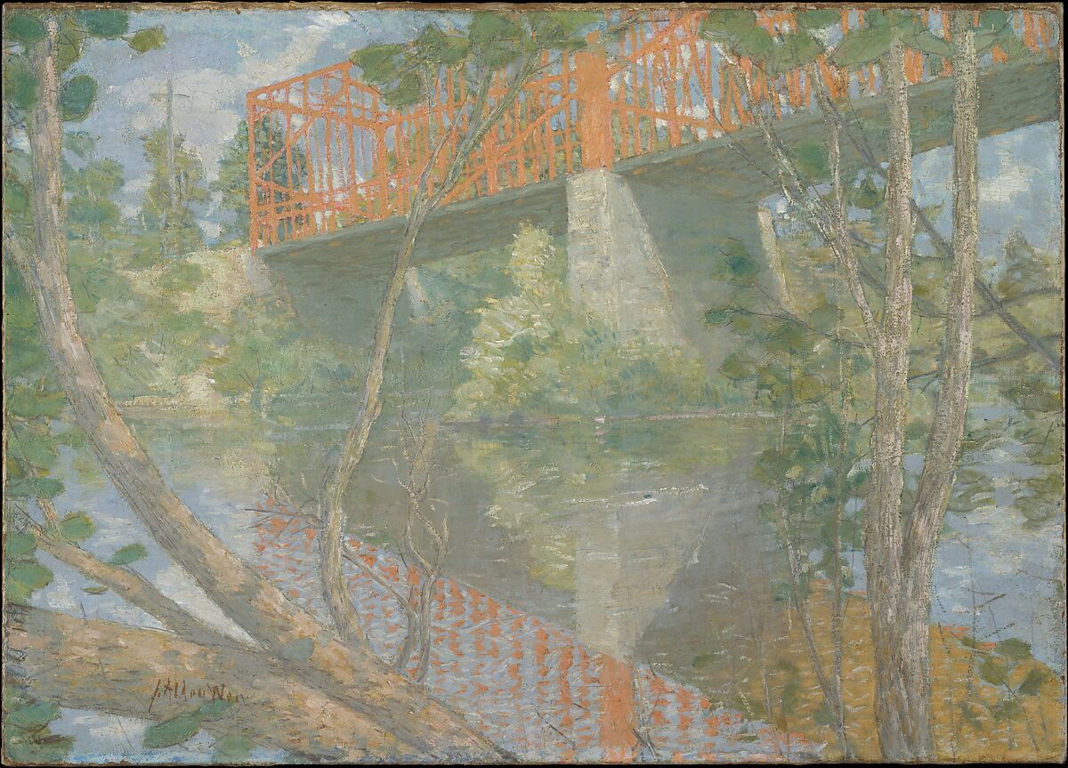 The Red Bridge, Julian Alden Weir (American, West Point, New York 1852–1919 New York), Oil on canvas, American 