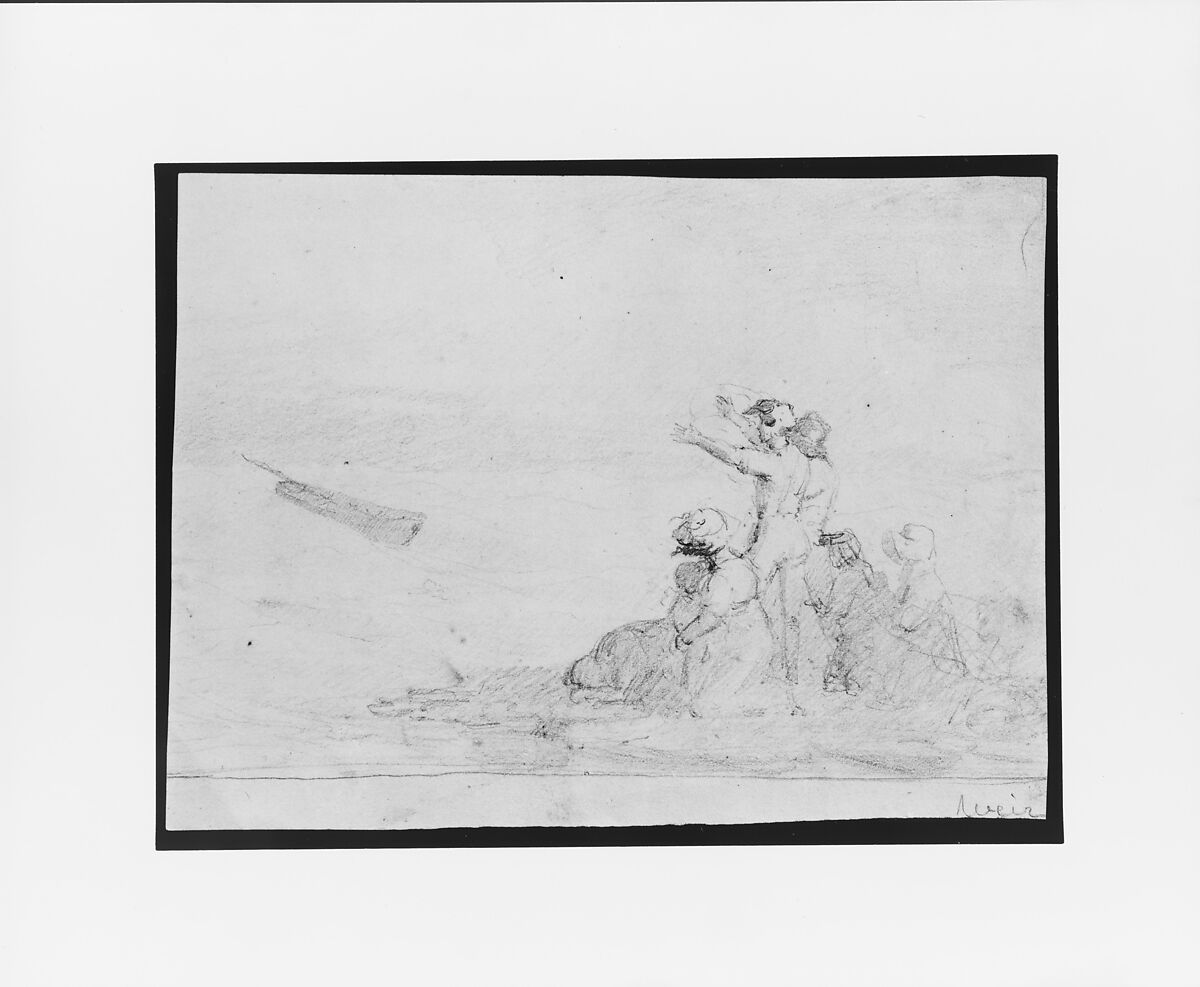 Shipwreck, Robert Walter Weir (American, New Rochelle, New York 1803–1889 New York), Graphite on off-white wove paper, American