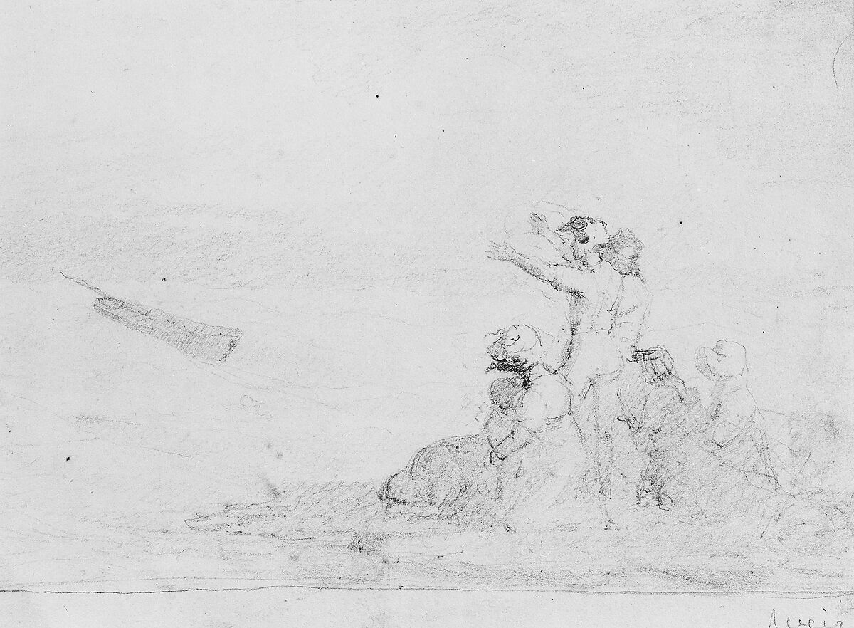 Shipwreck, Robert Walter Weir (American, New Rochelle, New York 1803–1889 New York), Graphite on off-white wove paper, American 