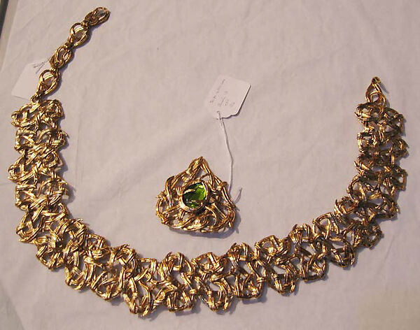 Jewelry set, Yves Saint Laurent (French, founded 1961), a) metal; b) metal, glass, French 