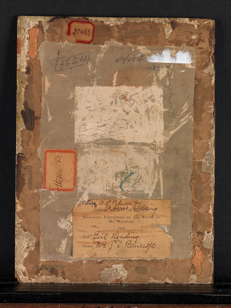 Arrangement in Black: Girl Reading, James McNeill Whistler (American, Lowell, Massachusetts 1834–1903 London), Oil on wood, American