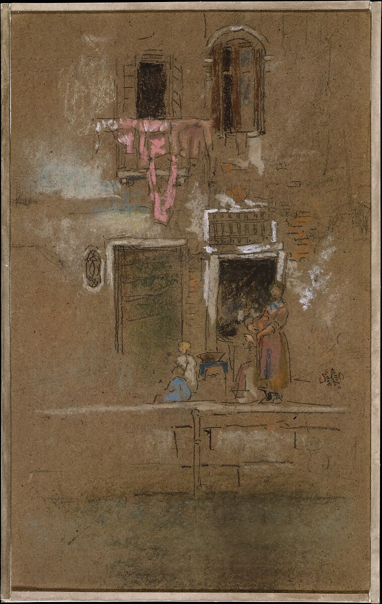 Note in Pink and Brown, James McNeill Whistler (American, Lowell, Massachusetts 1834–1903 London), Charcoal and pastel on dark brown wove paper, American 