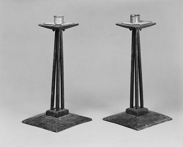 Candlestick, Charles Rohlfs (American, Brooklyn, New York 1853–1936 Buffalo, New York), Wood; Oak, copper 