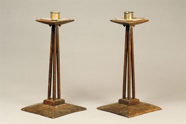 Candlestick, Charles Rohlfs (American, Brooklyn, New York 1853–1936 Buffalo, New York), Wood; Oak, copper