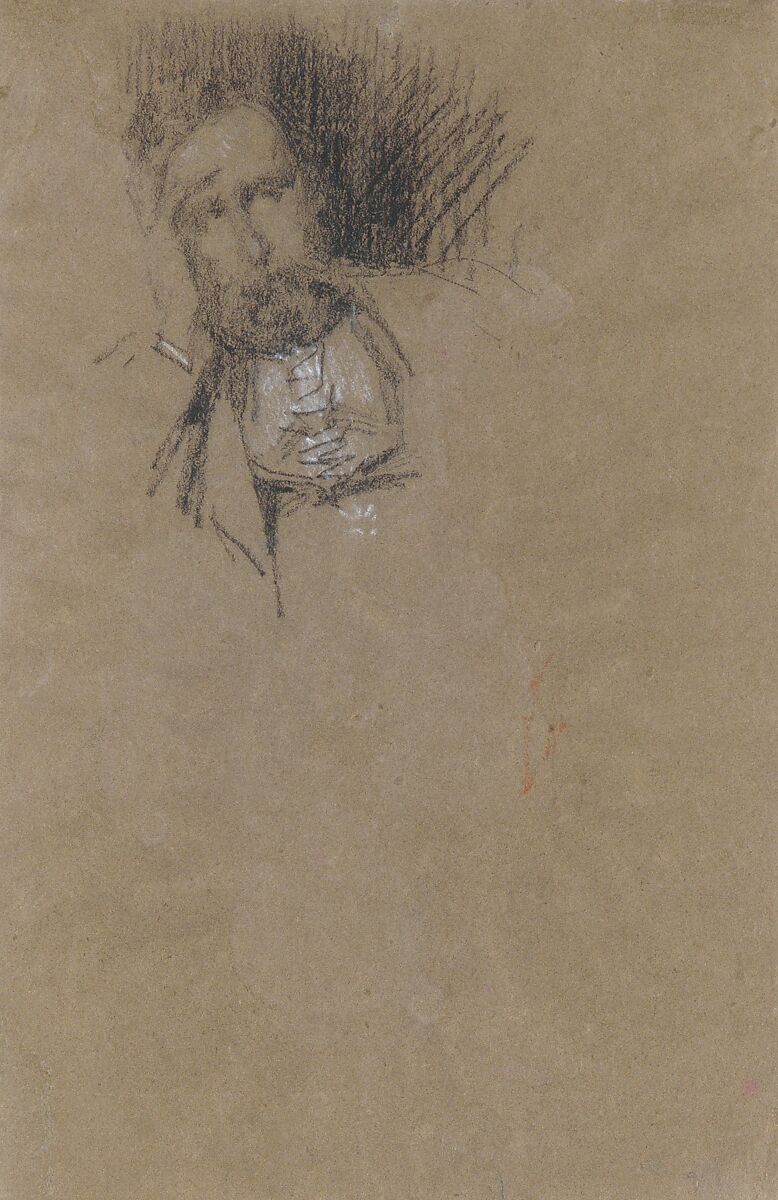 Portrait of Frederick R. Leyland, James McNeill Whistler (American, Lowell, Massachusetts 1834–1903 London), Conté crayon and white chalk on brown wove paper, American